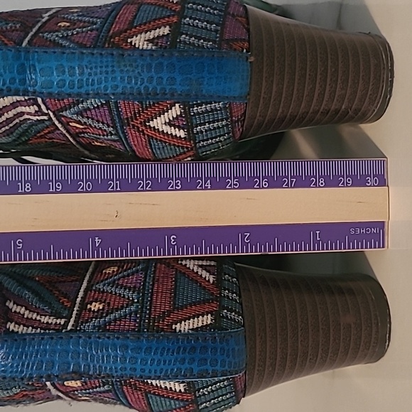 Socofy Leather Tapestry Lace-up Colorful Artsy Ankle Boots Booties EU 37 US 6.5 - Picture 7 of 15